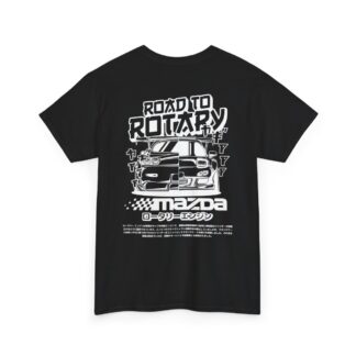 RX7 Front & Back - Road to Rotary RX7 - Heavy 100% Cotton Tee Dark Colors
