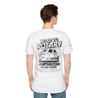 Road to Rotary - Life is a Journey - Mazda RX7 Front & Back 100% Cotton Lightweight Unisex Softstyle T-Shirt
