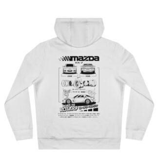 Road to Rotary - Mazda RX7 Technical King 80% Cotton Fleece Lined Premium Hoodie