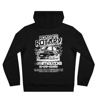 Road to Rotary - Mazda RX7 Front & Rear 80% Cotton Fleece Lined Premium Hoodie Dark Colors